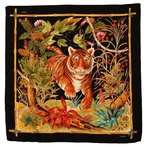 gucci tiger silk scarf|gucci silk scarf vintage.